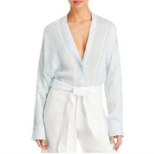 NWT  Vince Drapey Striped V-Neck Blouse